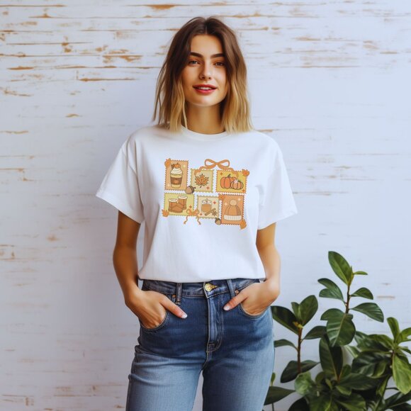 Autumn Cozy Season Graphic Tee Fall Pumpkin Spice Season T-Shirt - Picture 2 of 4